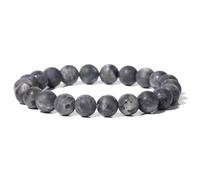 CYDXD Bracelet en Pierre Grise Naturelle de 8mm,Bracelet Élastique en Perles de Lave Naturelles Fait à La Main pour Homme, Idéal pour Père,Petit Ami ou Frère.
