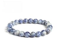 CYDXD Bracelet en Pierre Naturelle,8mm,Agate Bleue,Pierres Précieuses Naturelles,Élastique,Réglable,pour D'Anniversaire et D'Amitié pour Adolescents.