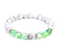CYDXD Bracelet en Pierre Naturelle,8mm,Agate Howlite et Pierre de Lune,Élastique,Réglable,Perles,pour Homme et Femme, D'Anniversaire,Festival,Vert,8mm