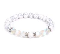 CYDXD Bracelet en Pierre Naturelle,8mm,Agate Howlite et Pierre de Lune,Perles Faites à La Main,pour Adolescents,Remise de Diplôme,Anniversaire,Amitié, pour Professeur,8mm