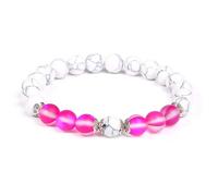 CYDXD Bracelet en Pierre Naturelle,8mm,Agate Howlite et Pierre de Lune Rose,Perles Faites à La Main,pour Femmes et Adolescentes, D'Anniversaire ou de Yoga.