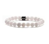 CYDXD Bracelet en Pierre Naturelle,8mm,Perles en Jade Blanc et Hématite,pour Adolescents,Remise de Diplôme,Anniversaire,Amitié,Cadeau pour Professeur,8mm