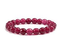 CYDXD Bracelet en Pierre Naturelle,8mm,Rubis Naturel,Extensible,Réglable,Fait à La Main,Perles en Cristal,pour Hommes et Femmes,Cadeaux D'Anniversaire et de Yoga,8mm