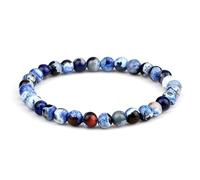 CYDXD Bracelet en Pierre Naturelle de 6mm,Perles D'Agate Bleue Naturelle,Corde Élastique Réglable,Bracelets de Yoga,Cadeaux D'Amitié pour Hommes et Femmes.