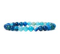 CYDXD Bracelet en Pierre Naturelle de 6mm pour Homme et Femme,Bracelet Tressé Élastique en Perles D'Agate Bleue Naturelle Fait Main,pour Femme,Cadeau D'Anniversaire Ou de Yoga.