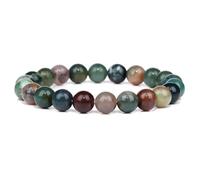 CYDXD Bracelet en Pierre Naturelle de 8mm - Perles D'Agate Mousse Naturelle - Bracelets Élastiques Réglables Faits à La Main pour Hommes et Femmes - Cadeaux Faits à La Main - 8mm