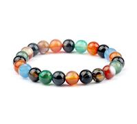 CYDXD Bracelet en Pierre Naturelle de 8mm,Perles D'Agate Rondes Faites à La Main,Cadeau D'Amitié pour Femmes et Adolescentes,Cadeau D'Anniversaire Ou de Yoga.