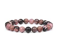 CYDXD Bracelet en Pierre Naturelle de 8mm,Perles de Rhodonite Naturelle,Idéal pour Un Anniversaire,Une Remise de Diplôme,Un enseignant Ou Un Ami,Rose et Noir.