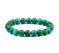 CYDXD Bracelet en Pierre Naturelle de 8mm,Perles Rondes en Chrysocolle Naturelle,Extensible et Réglable,pour Femmes et Adolescentes,Cadeau D'Anniversaire Ou de Yoga.