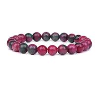 CYDXD Bracelet en Pierre Naturelle de 8mm pour Homme et Femme,Perles en Rubis et Zoïsite Naturelles,Corde Élastique Réglable,Bracelets de Yoga,Cadeaux D'Amitié,8mm