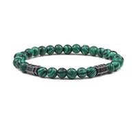 CYDXD Bracelet en Pierre Naturelle,Perle de 6mm Avec Breloque en Hématite,Élastique,Extensible,Réglable,pour Hommes et Femmes,Cadeaux Faits Main,Malachite 6mm