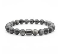 CYDXD Bracelet en Pierre Naturelle,Perle D'Hématite Grise de 8mm,Fait à La Main Avec Accessoires,pour Homme,Petit Ami,Père,Cadeau 8mm