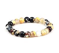 CYDXD Bracelet en Pierre Naturelle,Perles D'Agate Naturelle Pittoresque de 8mm,Corde Élastique Réglable,Bracelets de Yoga pour Hommes et Femmes,Cadeaux Faits Main 8mm
