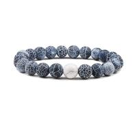CYDXD Bracelet en Pierre Naturelle pour Cadeaux,8mm,Agate Craquelée Bleue - Howlite,Bracelets Élastiques Faits Main en Perles pour Hommes et Femmes,Festival,Anniversaire,8mm