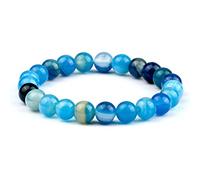 CYDXD Bracelet en Pierre Naturelle pour Femme,8mm,Pierre D'Agate Bleue,Élastique,Fait Main,Perles, de Remise de Diplôme,D'Anniversaire,D'Amitié,pour Adolescentes,8mm