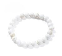 CYDXD Bracelet en Pierre Naturelle pour Femmes et Filles,Perles Rondes en Howlite de Mongolie de 8mm,Bracelets Élastiques en Pierres Précieuses Naturelles pour Adolescentes, D'Amitié de 8mm