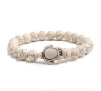CYDXD Bracelet en Pierre Naturelle pour Homme et Femme,8mm,Breloque Tortue de Mer et Pierres Précieuses Naturelles,Élastique,Perles,pour Anniversaire,Yoga,Amitié,Blanc,8mm