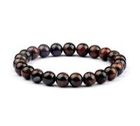 CYDXD Bracelet en Pierre Naturelle pour Homme et Femme,8mm,Œil de Tigre Rouge,Perles Élastiques Faites à La Main,Cadeau pour Père,Petit Ami,Frère,8mm