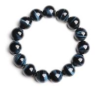 CYDXD Bracelet en Pierre Naturelle pour Homme et Femme,8mm,Perles Œil de Tigre Bleu,Élastique et Réglable,Idéal pour Un Père,Un Petit Ami ou Un Frère.