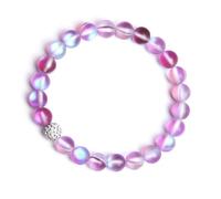 CYDXD Bracelet en Pierres Naturelles pour Femmes et Filles,Perles de Pierres Précieuses Naturelles de 8mm,Élastique et Réglable,pour Adolescentes, D'Amitié,Violet