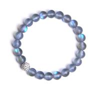 CYDXD Bracelet en Pierres Naturelles pour Femmes et Filles,Perles de Pierres Précieuses Naturelles de 8mm,Élastique et Réglable,pour Adolescentes, D'Amitié,Gris