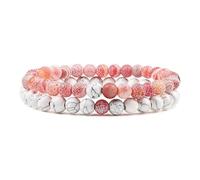 CYDXD Bracelet en Pierres Naturelles pour Hommes et Femmes,Pierres D'Agate et de Howlite Patinées de 6mm,Bracelets Extensibles en Perles,Cadeau pour Petit Ami Ou Petite Amie,6mm