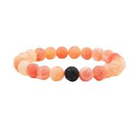 CYDXD Bracelet Unisexe en Perles de Pierre Naturelle,8mm,Élastique et Réglable,Fait Main,pour Homme et Femme,Idéal pour Un Anniversaire,Un Yoga Ou Comme Cadeau Fait Main,Orange,8mm