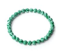 CYDXD Bracelets en Pierre Naturelle,Perles Rondes en Agate Rayée de 6mm,Extensibles et Réglables,pour Hommes et Femmes,Cadeaux D'Amitié,Blanc et Vert,6mm