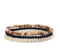 CYDXD ensemble de Bracelets en Pierre Naturelle de 4mm,Bracelets Faits Main Multicouches en Cristal et Agate pour Hommes et Femmes,Cadeaux de Yoga et D'Amitié.