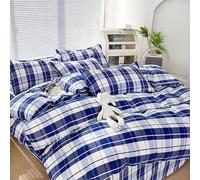 CYDXD Housse de Couette à Carreaux Géométriques pour Chambre à Coucher,Housse de Couette Légère en Microfibre,Parure de Lit 260X240 Vichy Bleu et Blanc,Couvre-Lit Doux et Confortable pour Enfants,Ado
