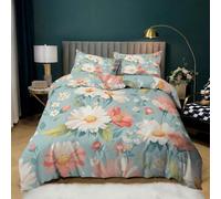 CYDXD Housse de Couette à Imprimé Floral Rose et Blanc,Parure de Lit 260X240 Légère et Respirante,Réversible,pour Enfants,Filles et Femmes,Couvre-Lit Doux et Confortable,Super King Size