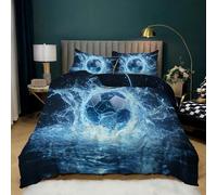 CYDXD Housse de Couette à Thème Sportif de Football,Parure de Lit 260X240 à Imprimé de Football Bleu Éclair,Housse de Couette en Microfibre Facile d'entretien avec Fermeture Éclair,Couvre-Lit Doux Et