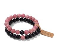 CYDXD Lot de 2 Bracelets de Perles Noires en Rhodonite Naturelle pour Femme,Réglables et Extensibles,8mm,pour Un Anniversaire de Mariage Ou de Fiançailles.