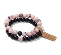 CYDXD Lot de 2 Bracelets en Perles de Pierre Naturelle pour Couple,8mm,Élastiques et Réglables,Faits Main,pour Hommes et Femmes,Cadeaux D'Anniversaire,de Yoga,Zèbre Rose,8mm