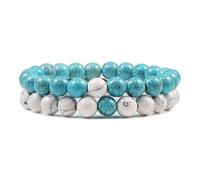 CYDXD Lot de 2 Bracelets en Pierre Naturelle,8mm,Turquoise Bleue et Howlite,Corde Élastique,Perles,pour Votre Amoureuse,Épouse,Petite Amie,Anniversaire de Mariage.