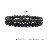 CYDXD Lot de 2 Bracelets en Pierre Naturelle de 6mm pour Couple,Bracelets Tressés Réglables Faits Main en Perles pour Votre Amoureux,Épouse,Petite Amie,Anniversaire,Couleur Lave Mate 6mm