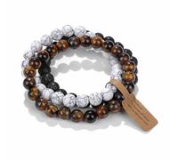 CYDXD Lot de 3 Bracelets en Pierre Naturelle pour Hommes et Femmes,Perles Rondes de 8mm,Extensibles et Réglables,pour Adolescents,Anniversaires,Amitiés,Cadeaux pour enseignants,G 8mm