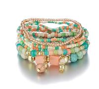 CYDXD Lot de 8 Bracelets Empilables en Pierres Naturelles pour Hommes et Femmes,Bracelets Bohèmes Faits Main,Multicouches,Réglables,pour Anniversaire,Amitié,Colorés