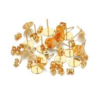 CYDZSRA 100 ensembles oreille goujon plateau blanc fabrication de bijoux boucles d'oreilles bouchons plat hypoallergénique boucle d'oreille accessoire femmes dame utilisant, Couleur Or/ 8mm