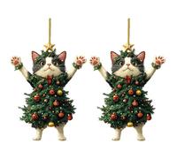 CYDZSRA 2 pièces/ensemble de salles de pont avec d'adorables chats, ornements d'arbre noël, voitures sacs pour répondre Pour aux désirs décoration. Ornements en acrylique, 2 piècesB