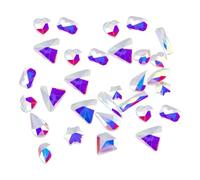 CYDZSRA 50 pièces cristal de verre de forme spécifique ensemble paillettes 3D conseils décoration Nail Art strass téléphone portable fabrication cartes, Cystal nu AB