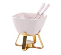 CYDZSRA Coupe à fondue unique pour fondue au fromage avec 2 fourchettes. Céramique résistante, idéale pour partager un dessert lors d'une fête. Coffret à en céramique, base pour et, Rose + Or