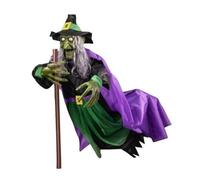 CYDZSRA Décoration de jardin d'Halloween : sorcière animée, accessoire de | sorcière effrayante