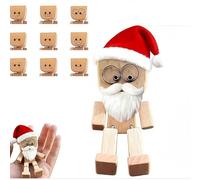 CYDZSRA Figurine de bonhomme en bois à pieds tremblants, poupée festive avec expressions magnétiques interchangeables, structure compacte et légère, pieds tremblants, 12 accessoires magnétiques inclus