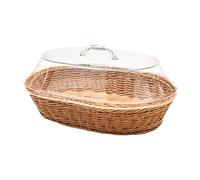 CYDZSRA Panier en osier tressé avec couvercle, idéal pour un buffet une table. Ce panier à pain et fruits est fabriqué en acrylique et imitation rotin. , Bois , 30x40cm