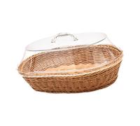 CYDZSRA Panier en osier tressé avec couvercle, idéal pour un buffet une table. Ce panier à pain et fruits est fabriqué en acrylique et imitation rotin. , Bois , 35 x 45 cm
