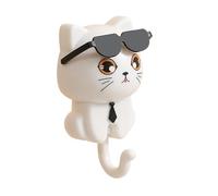 CYDZSRA Patère murale créative avec porte-clés chat rétractable, décorative, robuste et durable. Patère murale créative avec porte-clés chat adhésif, Blanc, 4.5 x 8.5 cm