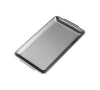 CYDZSRA Plateau de service pour buffet, repas, dîner, assiette rectangulaire en acier inoxydable, assiettes plates en acier inoxydable avec poignées, pour barbecue, Argent, 32 x 16 cm