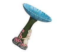 CYDZSRA Résine Mangeoire À Oiseaux Antique Animaux Statue Bain Oiseaux Nourrir Outil Ornement pour Jardin Extérieur Miniatures Décoration, Lapin