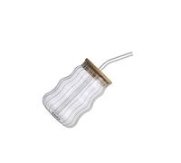 CYDZSRA Tasse à café en Verre Borosilicate Haute résistance, Durable et avec Couvercle. Élégant Bocal en Verre pour savourer Un café glacé. Bouteille pour jus et Smoothies.